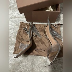 Giannvito Rossi 38 odyssey Plexi glitter silver